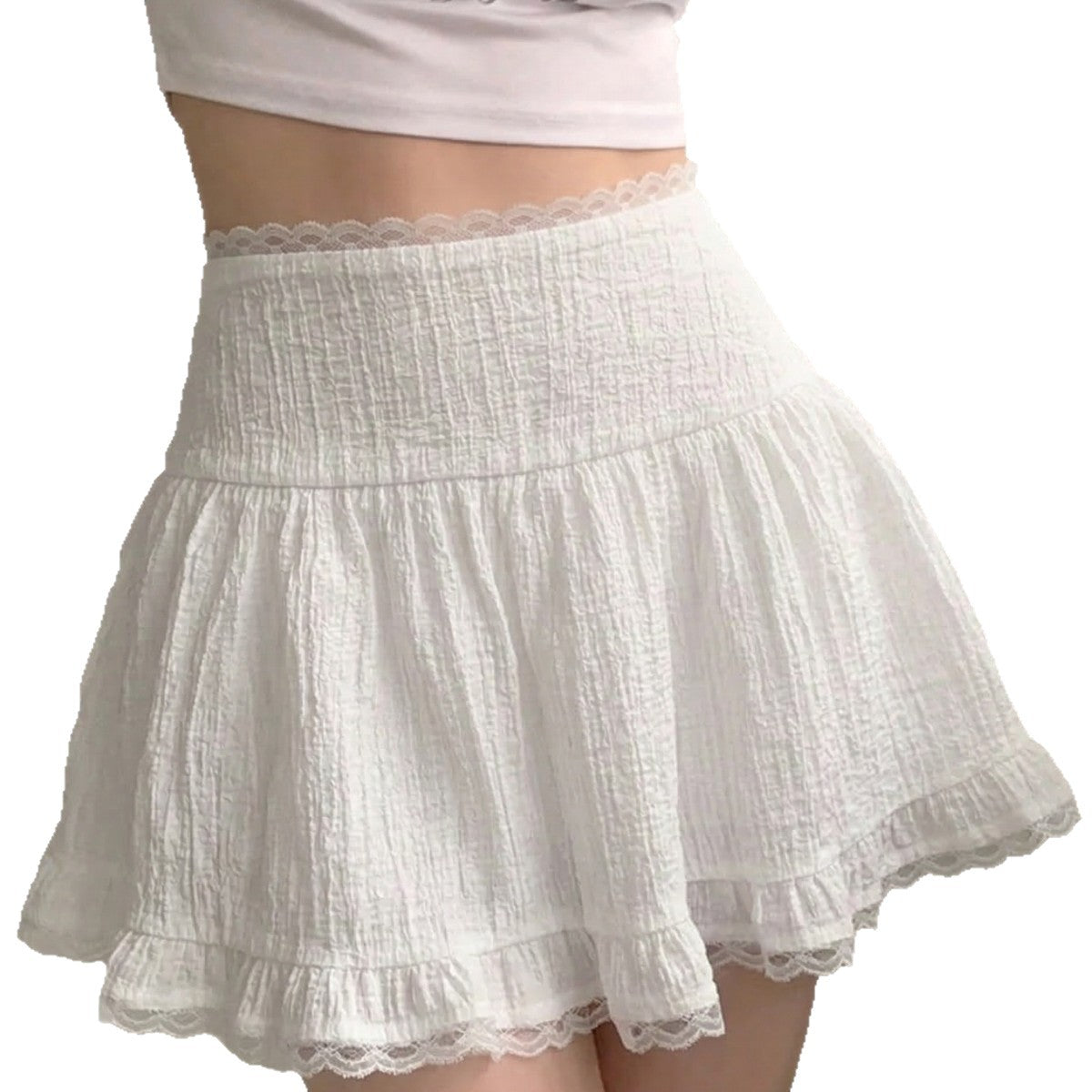 White A Line Short Skirt Polyester For Women Sizes S To XXL
