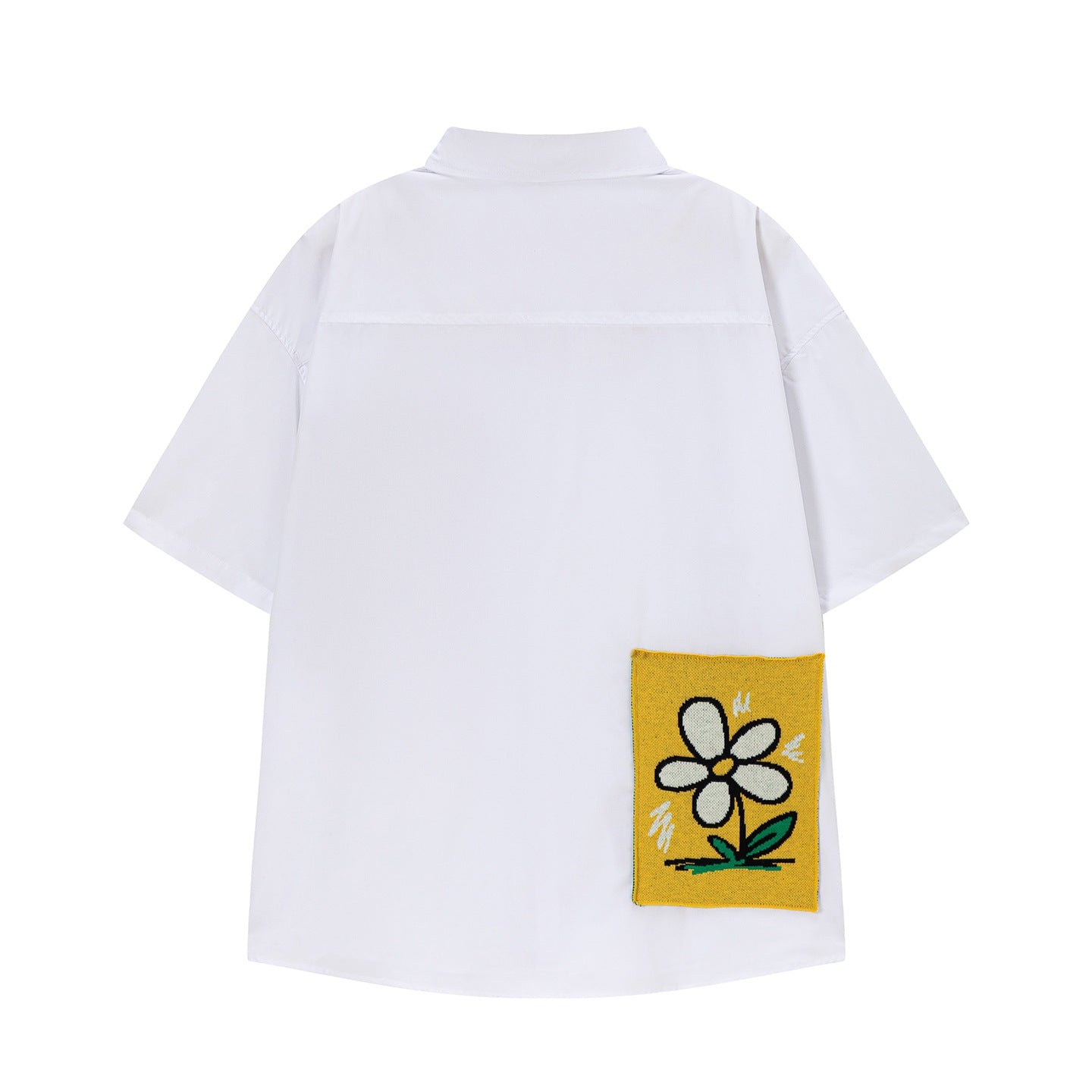 Embroidered Checkered Short Sleeve Shirt for Men Casual Polyester