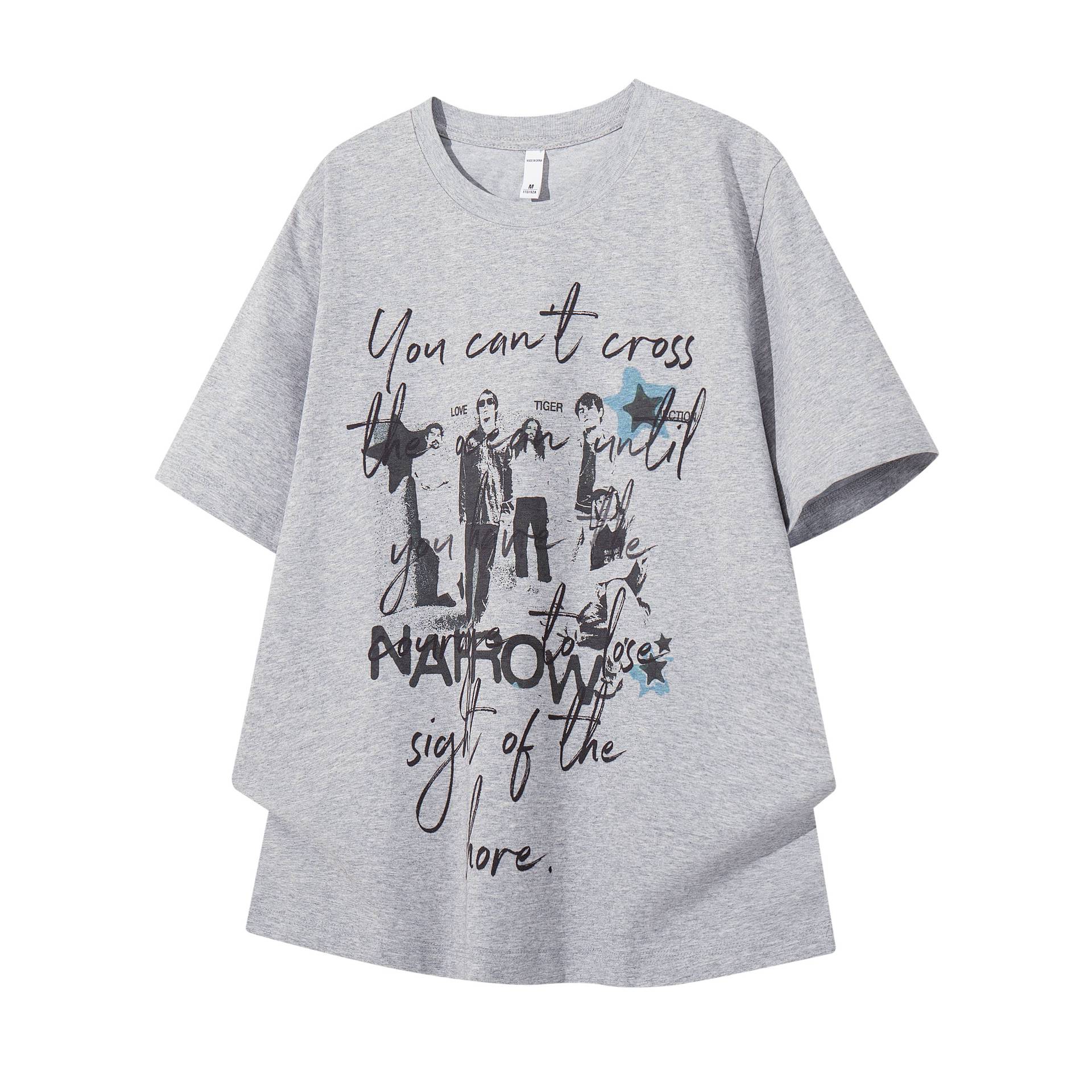 Mens Printed Floral Slogan Portrait T Shirt Short Sleeve Cotton Blend