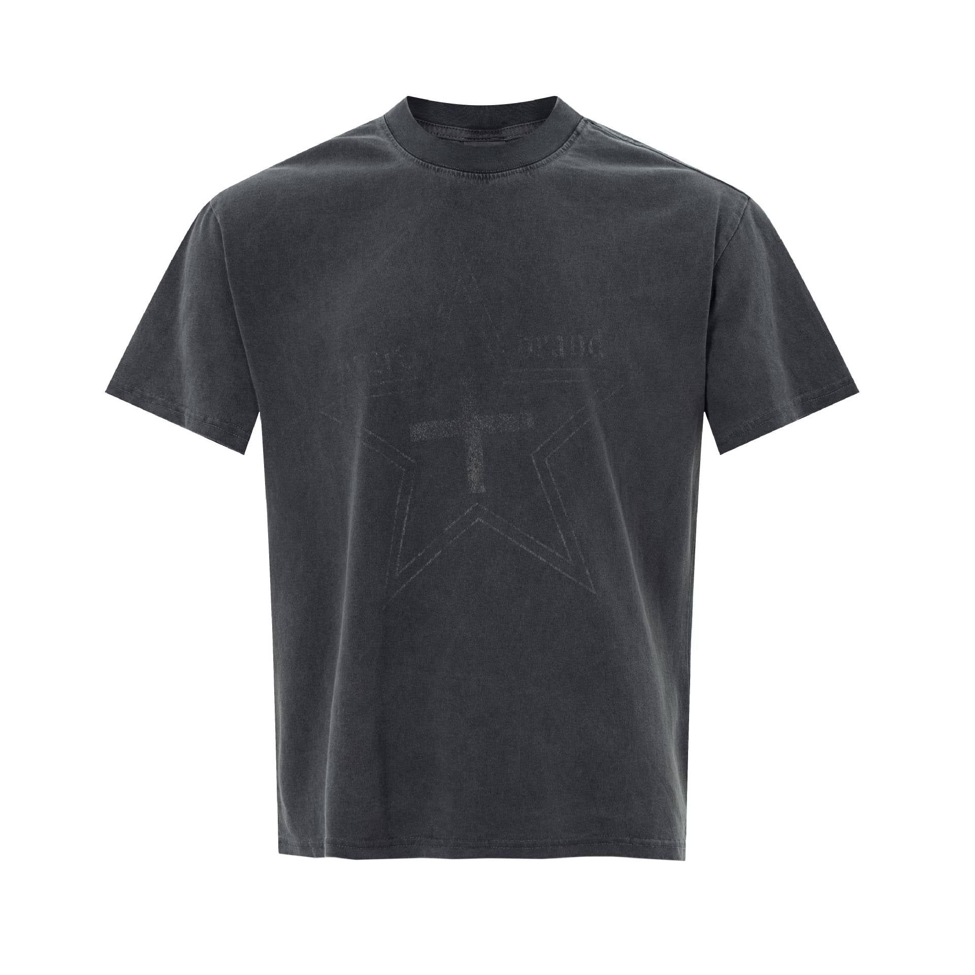 Vintage Black Floral Print Short Sleeve Cotton Blend Mens Tee