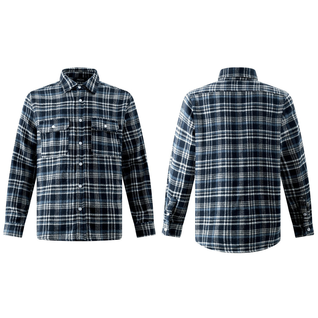 Street Style Plaid Long Sleeve Shirt For Men In Blue