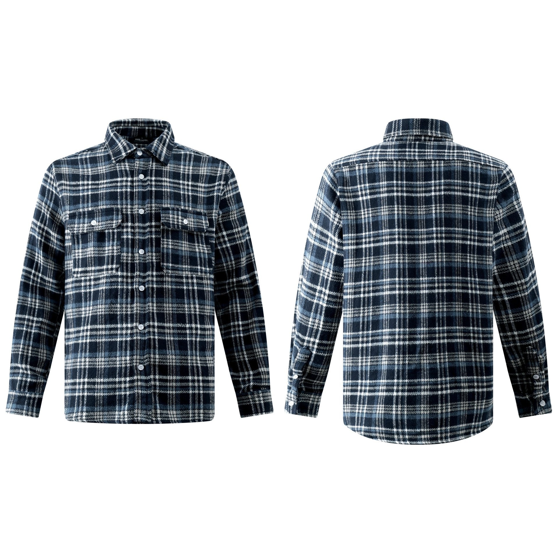 Street Style Plaid Long Sleeve Shirt For Men In Blue