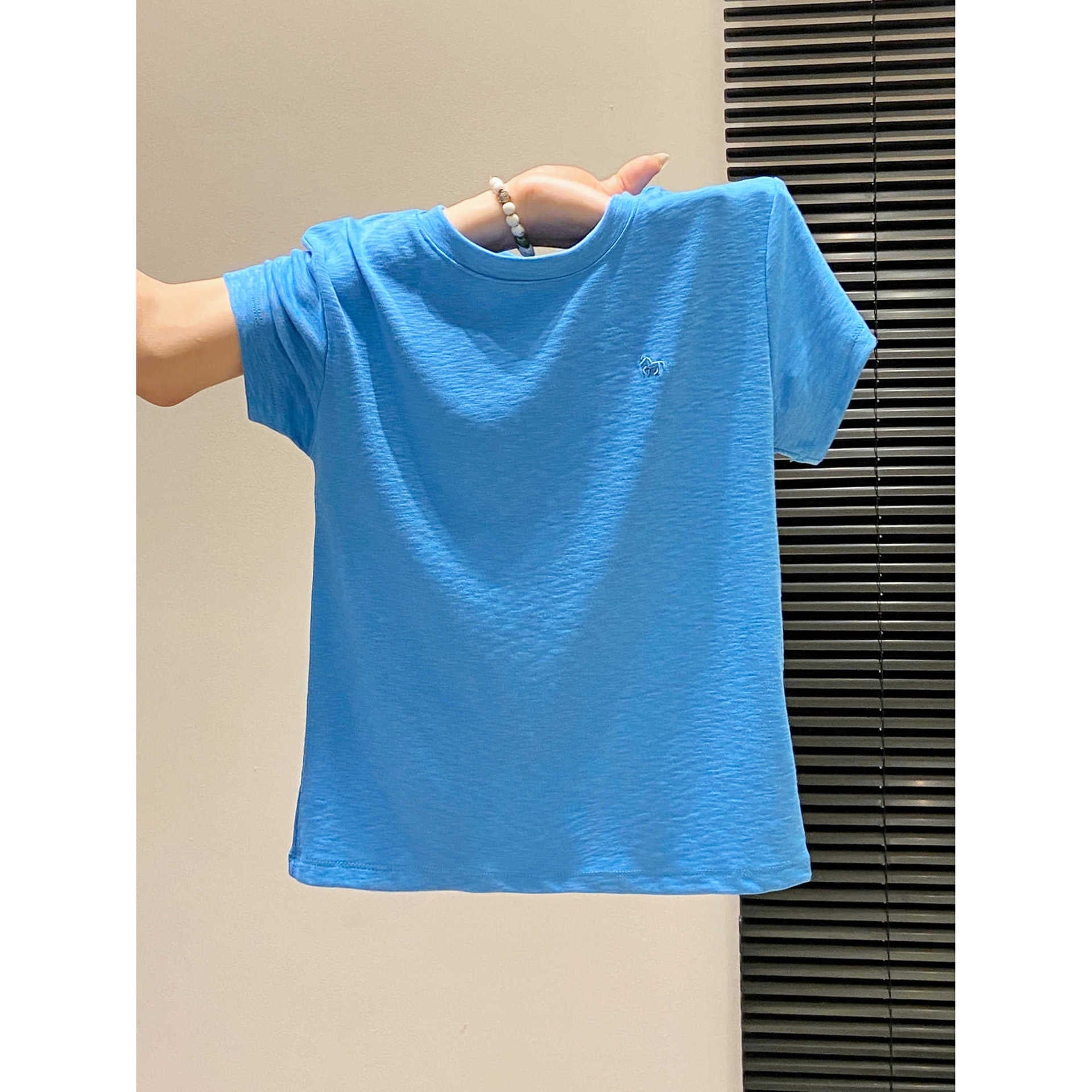 Small Batch Embroidered Round Neck Short Sleeve Tee With Patchwork