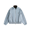 Street Style Panelled Jacket Personalized For High Street Fashion Blue
