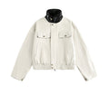Urban Street Style Colorblock Spliced Jacket With Stand Collar