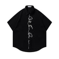 Cute Dog Embroidered Short Sleeve Shirt Cotton Blend National Trend Pattern