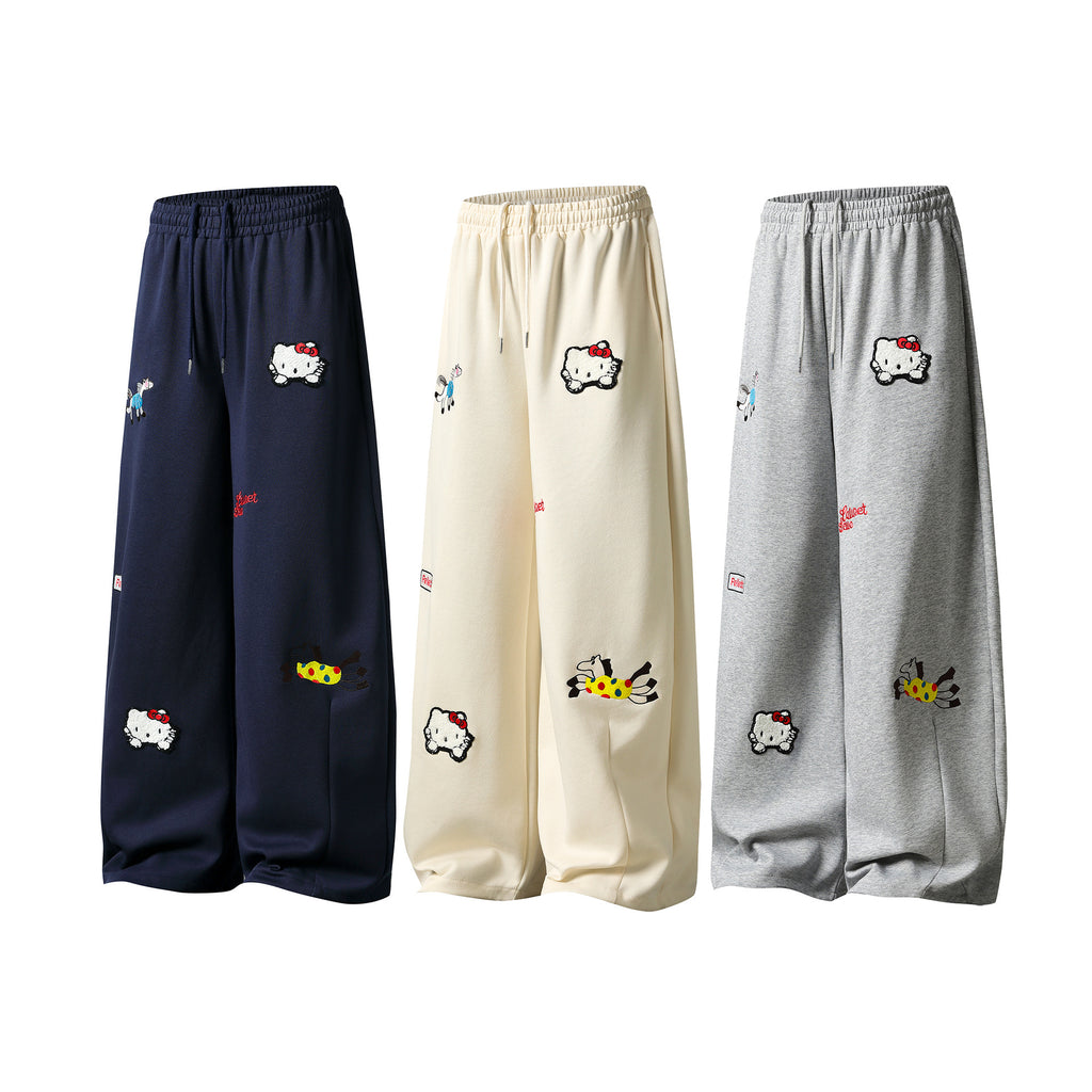 Loose Fit Street Style Cargo Stripe Wide Leg Sweatpants For Women