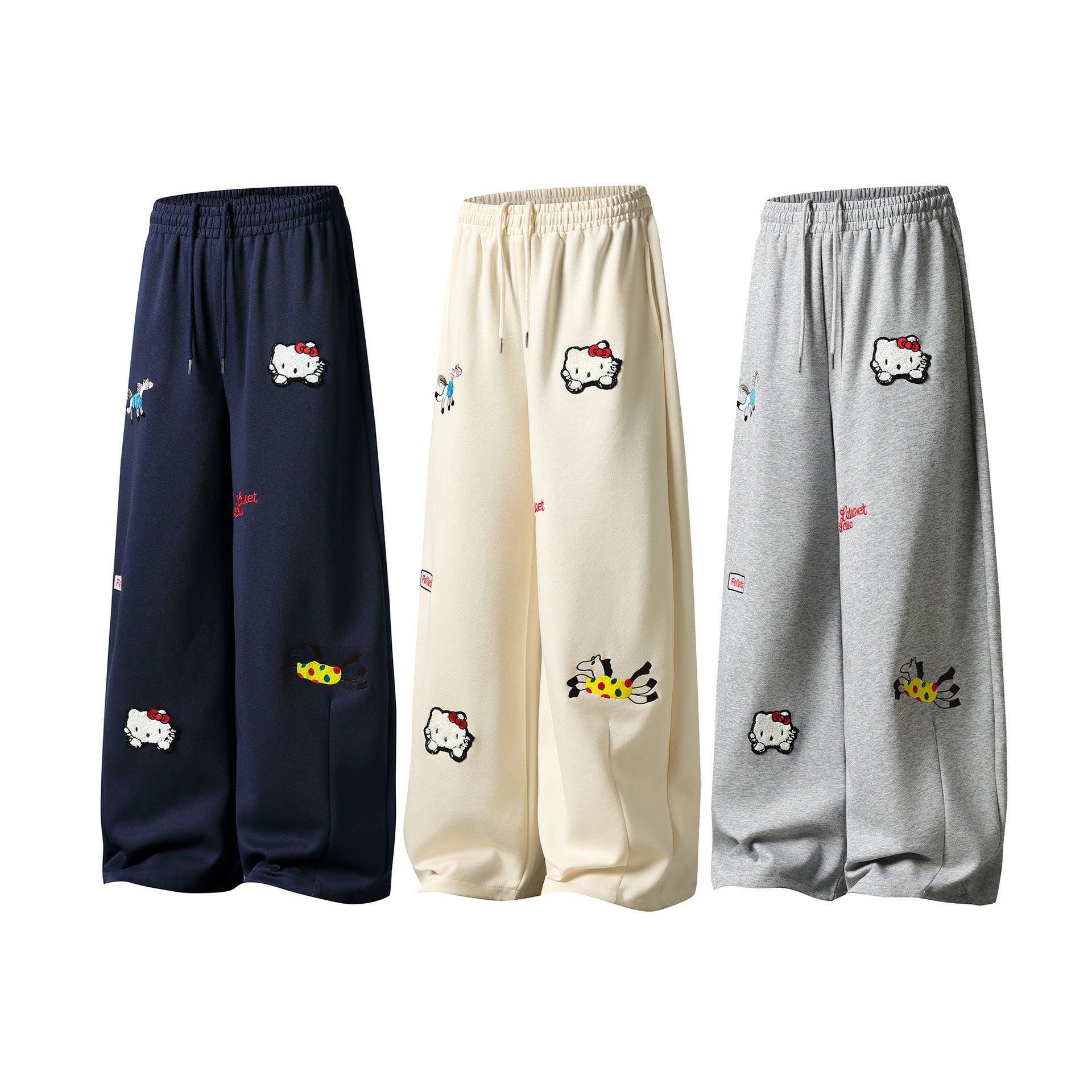Loose Fit Street Style Cargo Stripe Wide Leg Sweatpants For Women
