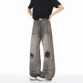 Vintage High Street Distressed Faux Ripped Denim Pants