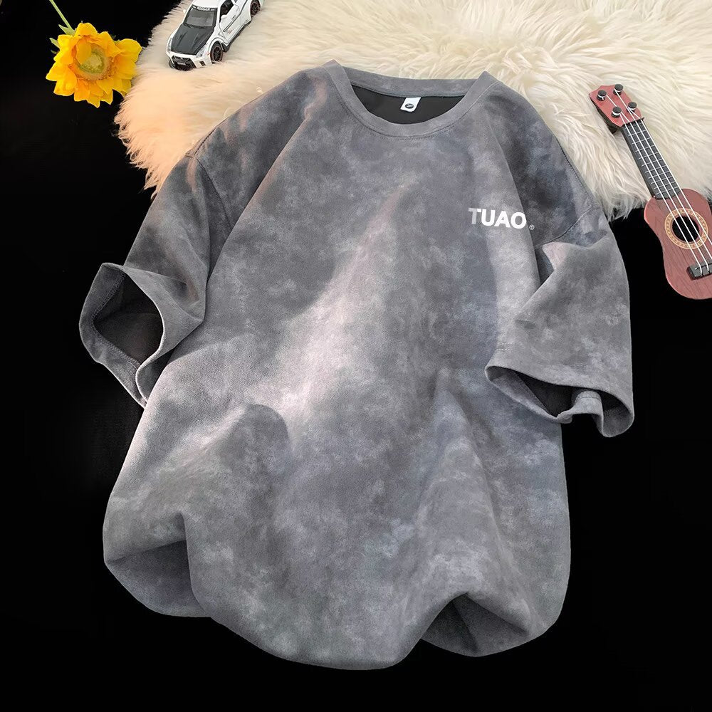 Youth Trend Letter Tee Tie Dye Short Sleeve Shirt For Men