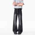 Mens Cleanfit Washed Blue Jeans Loose Fit Mid Rise Casual Pants