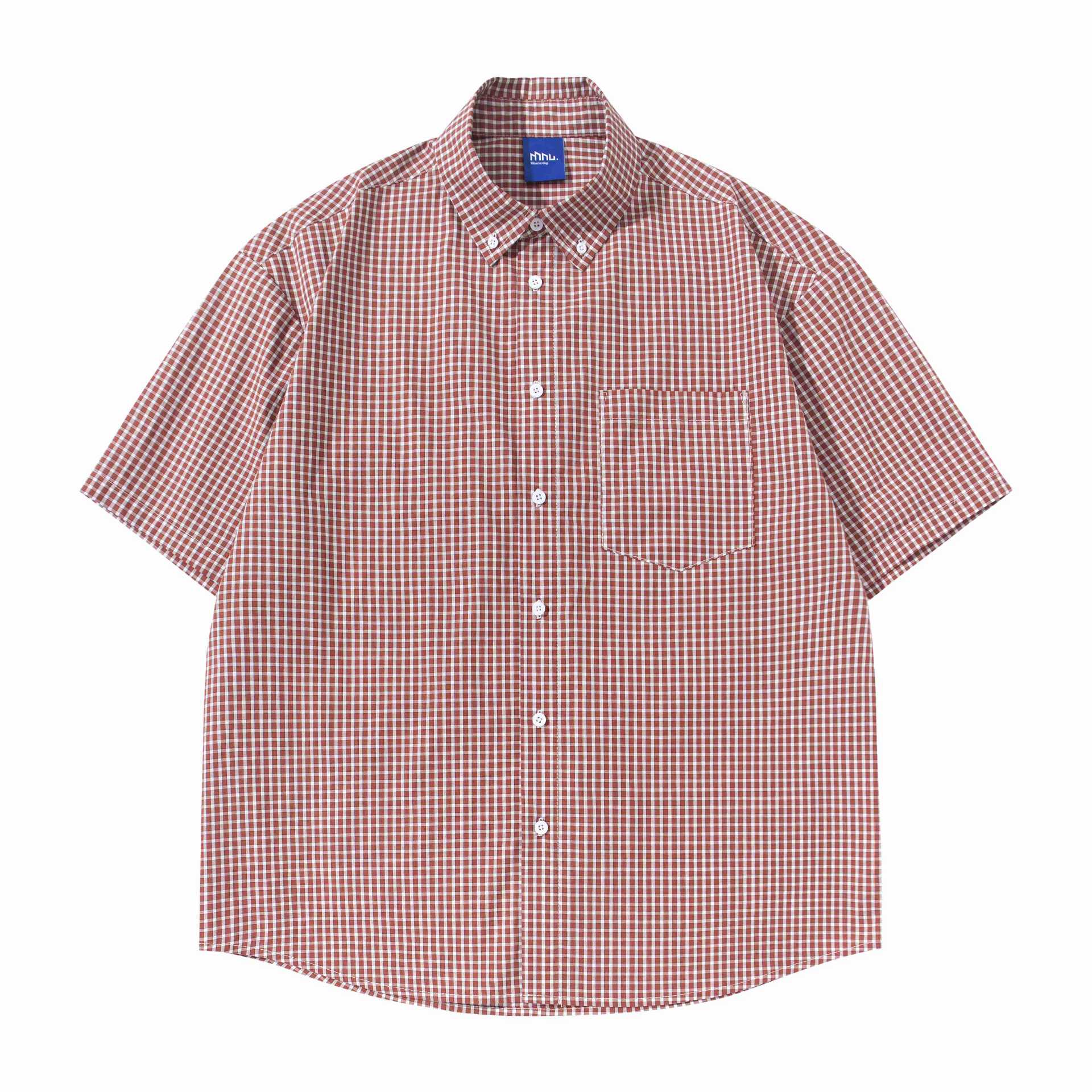 Cotton Plaid Shirt Tee With Letter Print For Casual Summer
