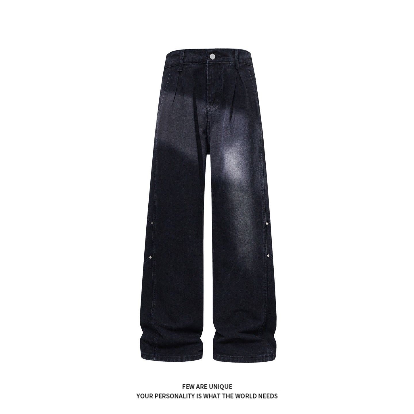 Patchwork Jeans For Men Trendy Washed Wide Leg Pants