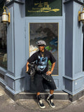 Asymmetrical Placket Denim Pants Black Seven Eighth Length For Street Fashion