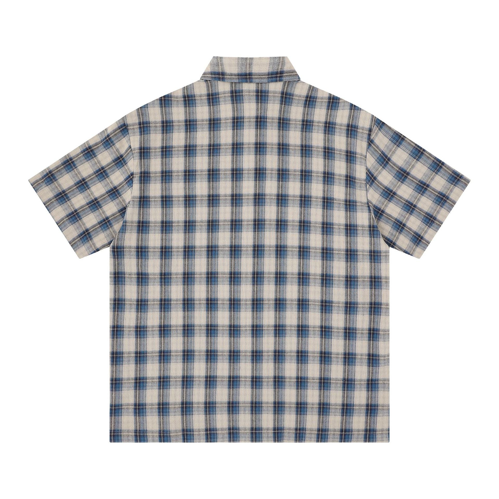 English Poetry Print Cotton Short Sleeve Shirt Loose Fit Turn Down Collar